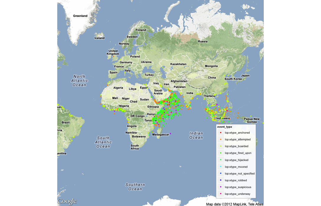 Geographical distribution of piracy attacks